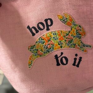 Pink Tote Bag with Floral Bunny Design